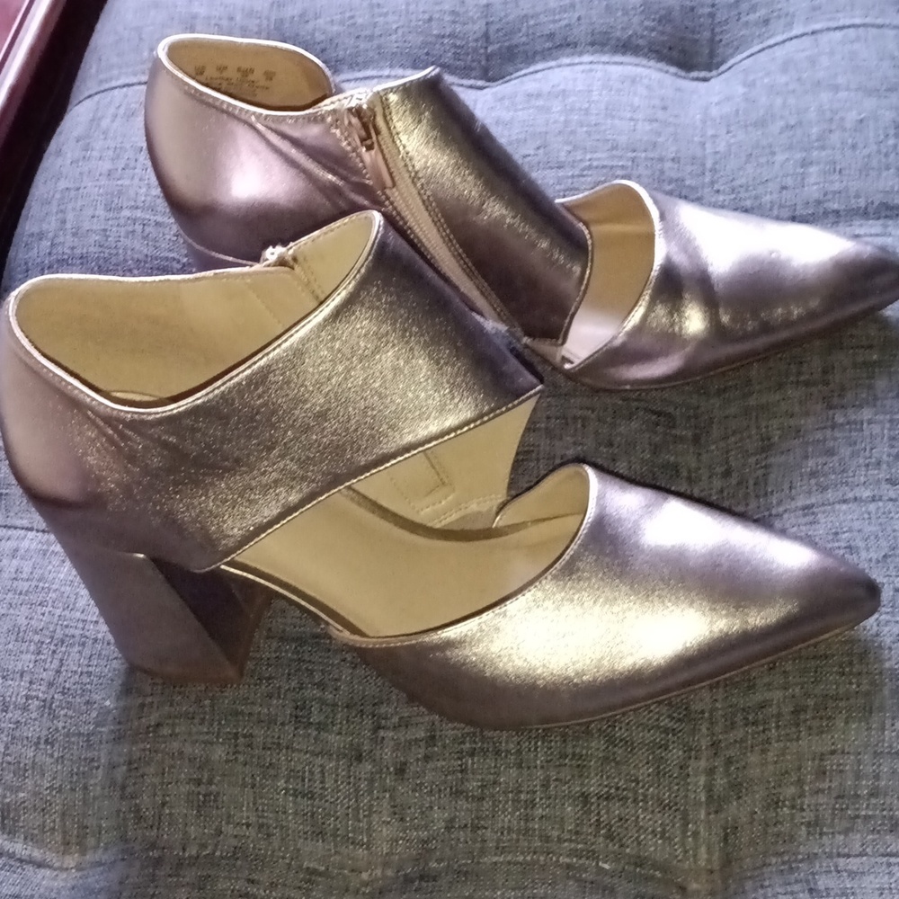 Metallic gold booties